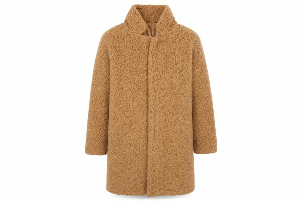 Front view of Preworn women’s brown overcoat coat, size L