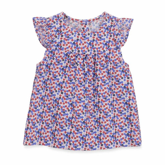 Front view of mothercare girls’ multicoloured floral a-line, size 12-18, months