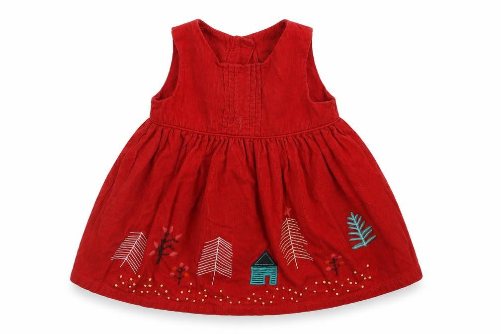 Front view of Marks & Spencer girls’ red a-line, size 3-6, months
