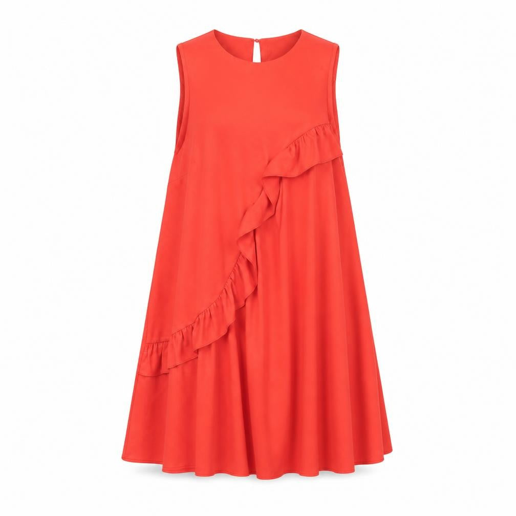 Front view of Misstruth women’s red batik a-line, size UK 8