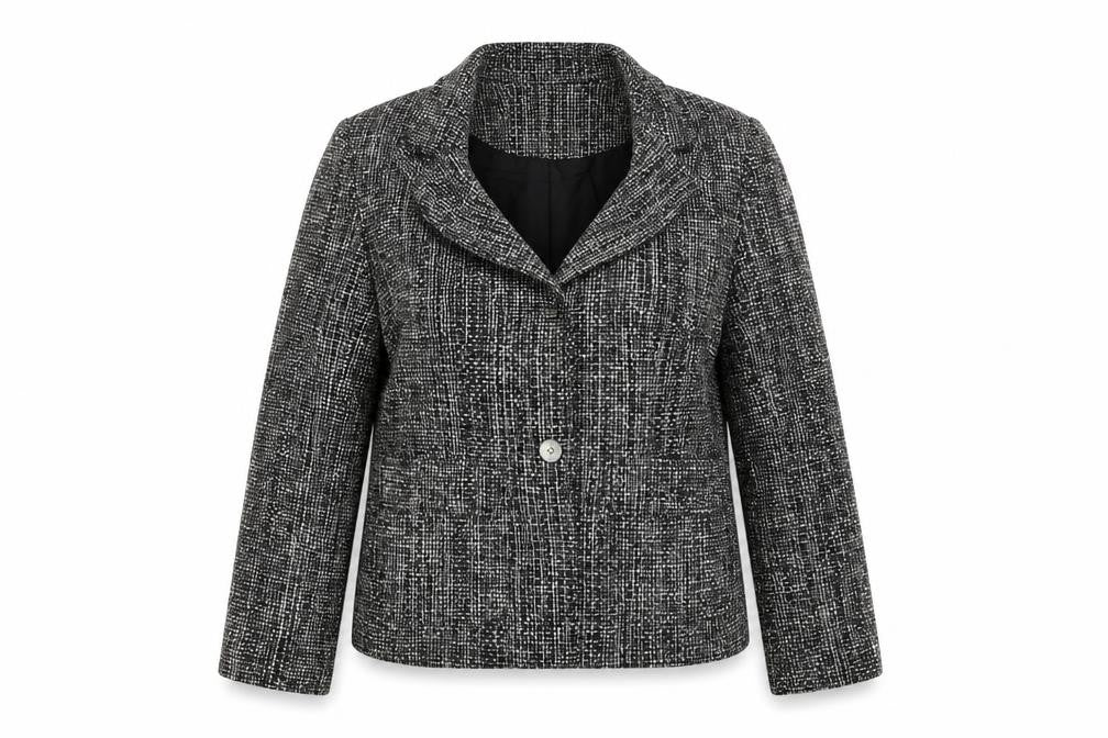 Front view of Harris Wallace women’s multicoloured check jacket, size UK 12