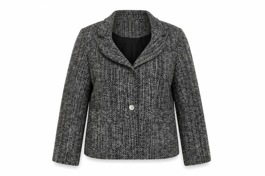 Front view of Harris Wallace women’s multicoloured check jacket, size UK 12