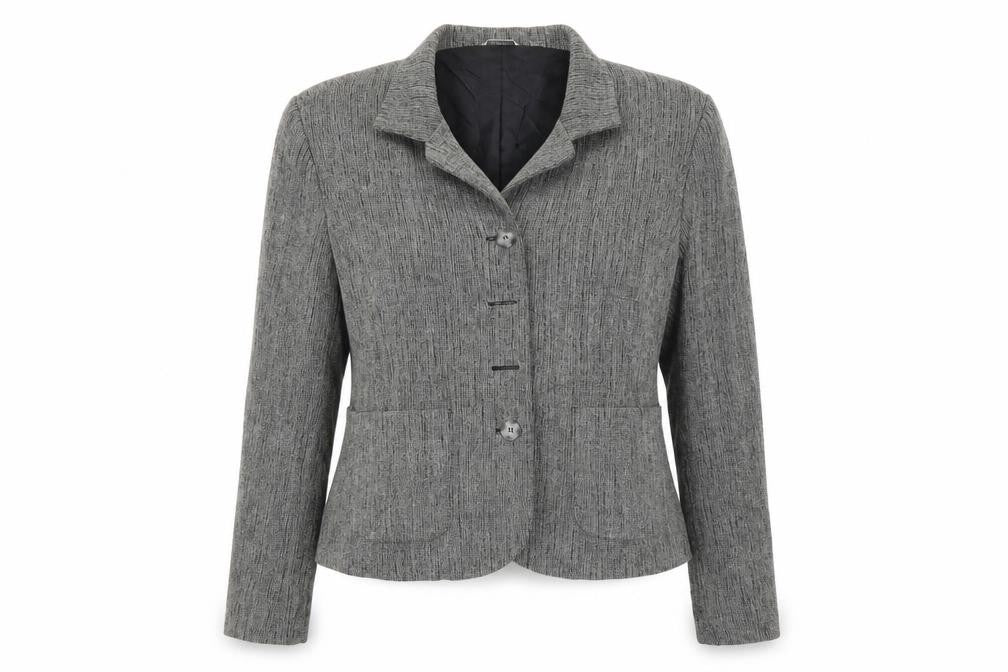 Front view of Next women’s grey jacket, size UK 14