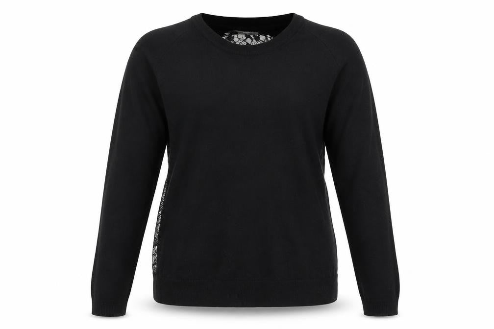 Front view of Limited Collection women’s black floral jumper, size UK 14