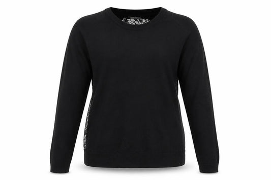 Front view of Limited Collection women’s black floral jumper, size UK 14