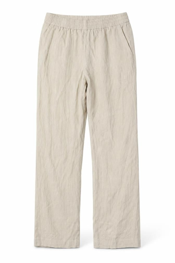 Front view of Marccain women’s beige trousers, 30-inch leg