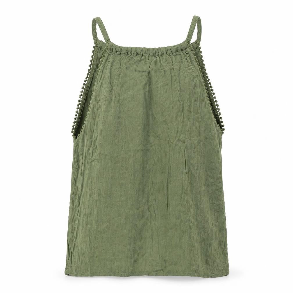 Front view of H&M women’s green basic tank, size UK 6