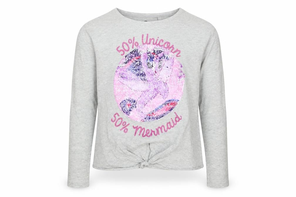 Front view of Next girls’ grey basic t-shirt, size 11, years
