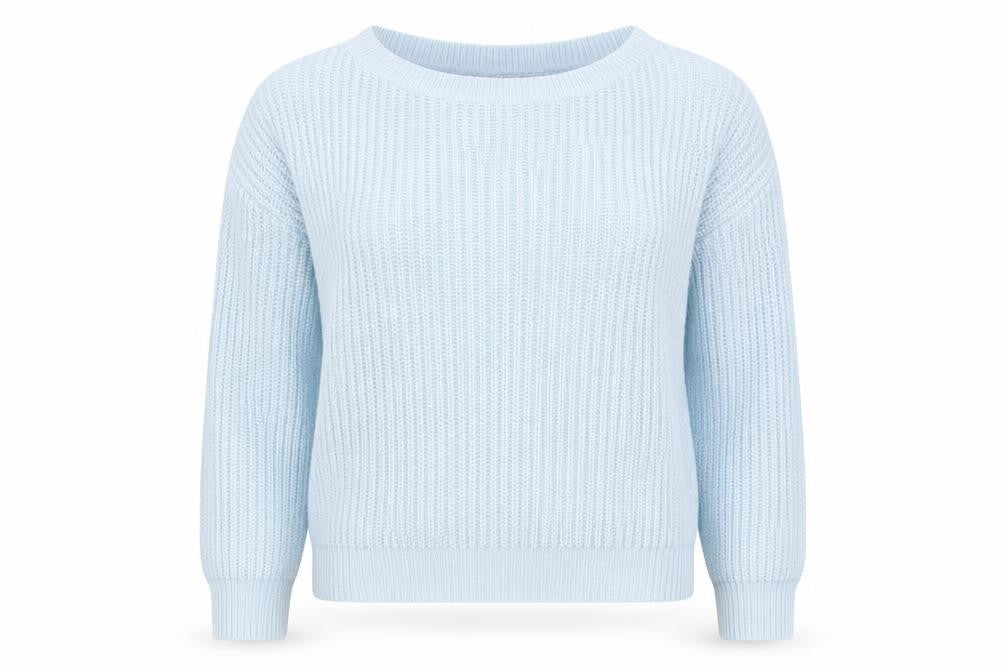 Front view of SHEIN women’s blue knit jumper, size S