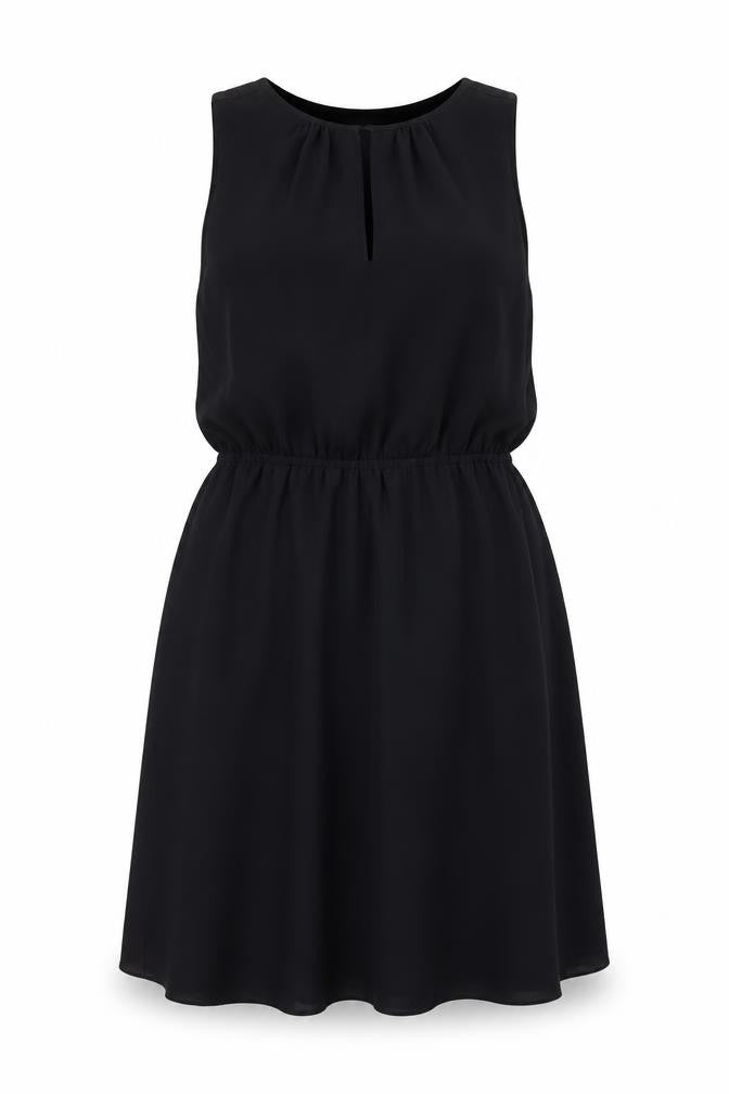 Front view of H&M women’s black a-line, size UK 8