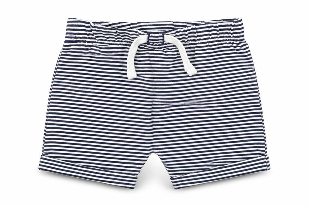 Front view of Tu Baby Blue Striped Cropped Trousers, size 3-6, Months