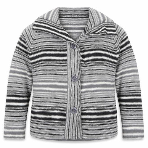 EWM Womens Grey Striped Knit Cardigan Jumper Size 14