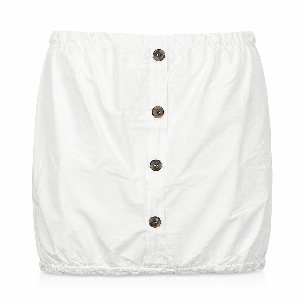 Front view of Next women’s white mini skirt, size UK 6