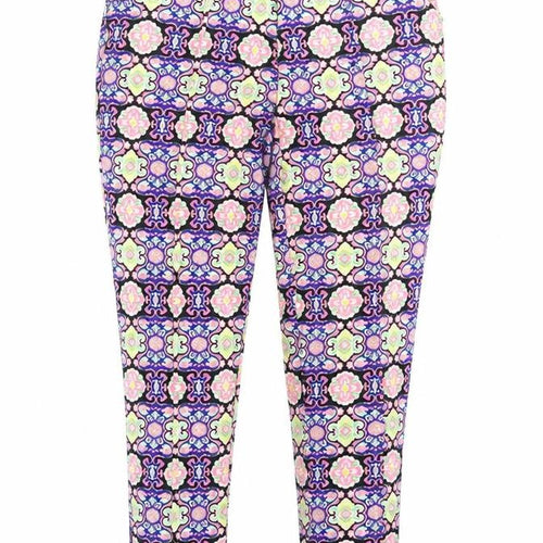 Missguided Womens Blue Geometric  Trousers  Size 10 L28 in