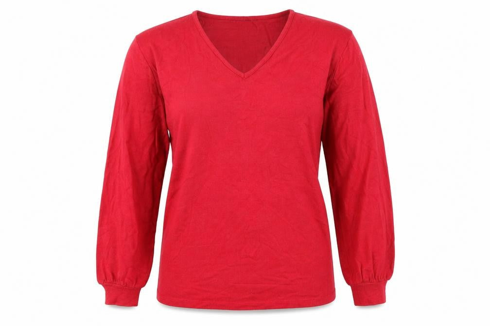 Front view of Marks & Spencer Collection women’s red knit jumper, size UK 10