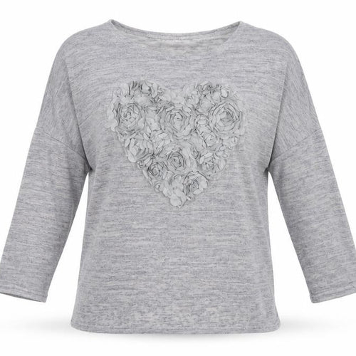QED London Womens Grey  Knit Pullover Jumper Size S  - HEART