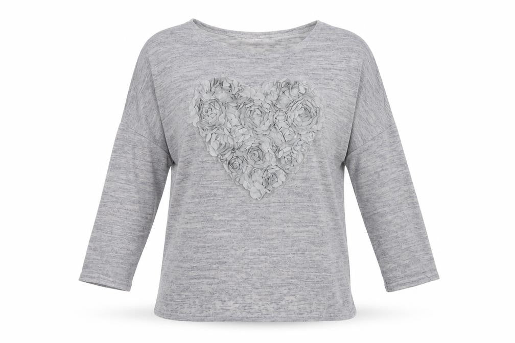 QED London Womens Grey  Knit Pullover Jumper Size S  - HEART