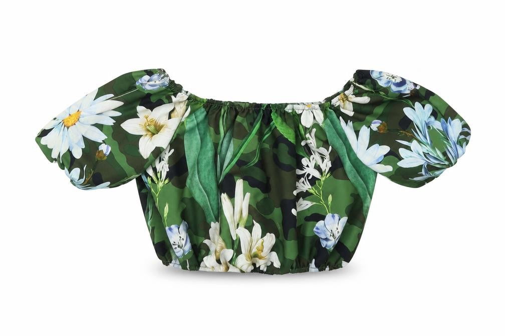 Front view of SHEIN girls’ grey floral basic blouse, size 10, years