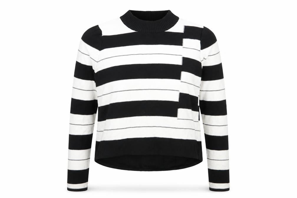 Front view of urban bliss women’s multicoloured striped jumper, size UK 14