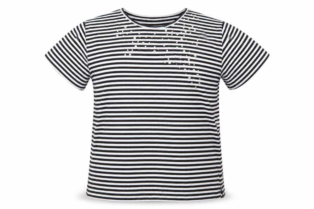 Front view of donna lewis women’s multicoloured striped basic t-shirt, size XL