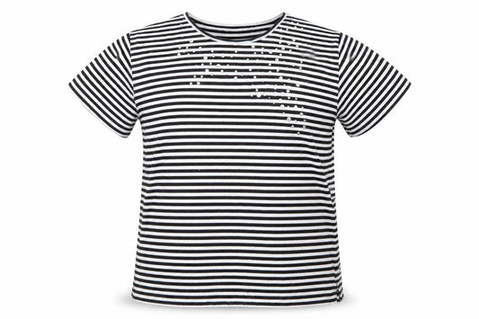 Front view of donna lewis women’s multicoloured striped basic t-shirt, size XL
