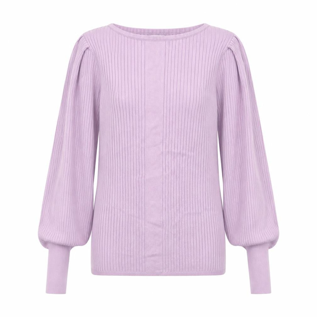 Front view of Warehouse women’s purple basic t-shirt, size M