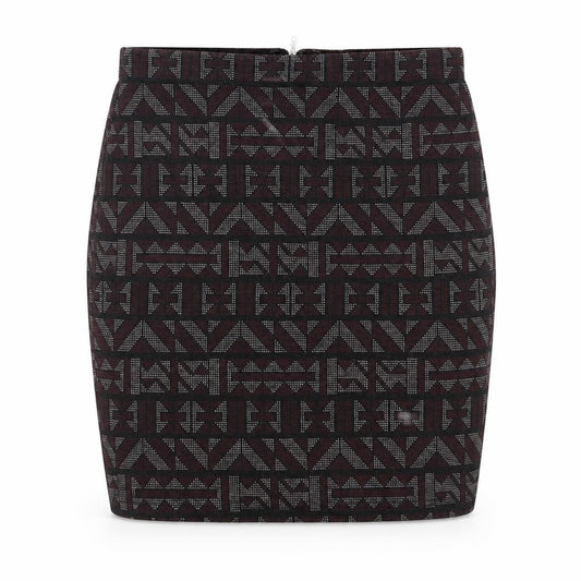 Front view of New Look women’s multicoloured argyle/diamond a-line skirt, size UK 10, - stretch waistband
