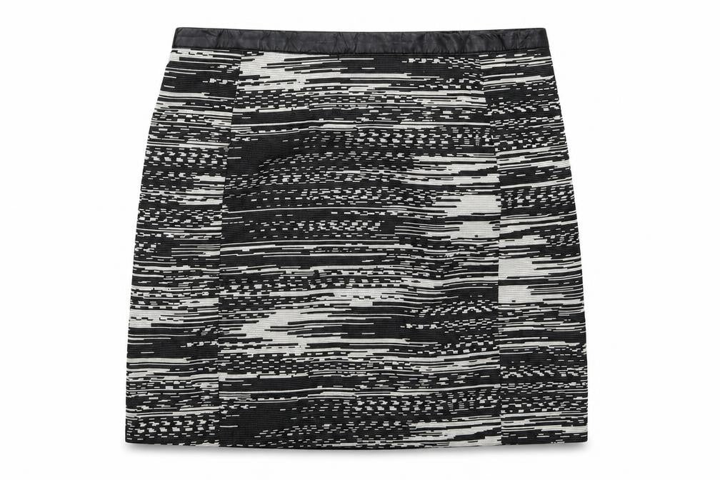 Front view of H&M women’s grey mini skirt, size UK 12
