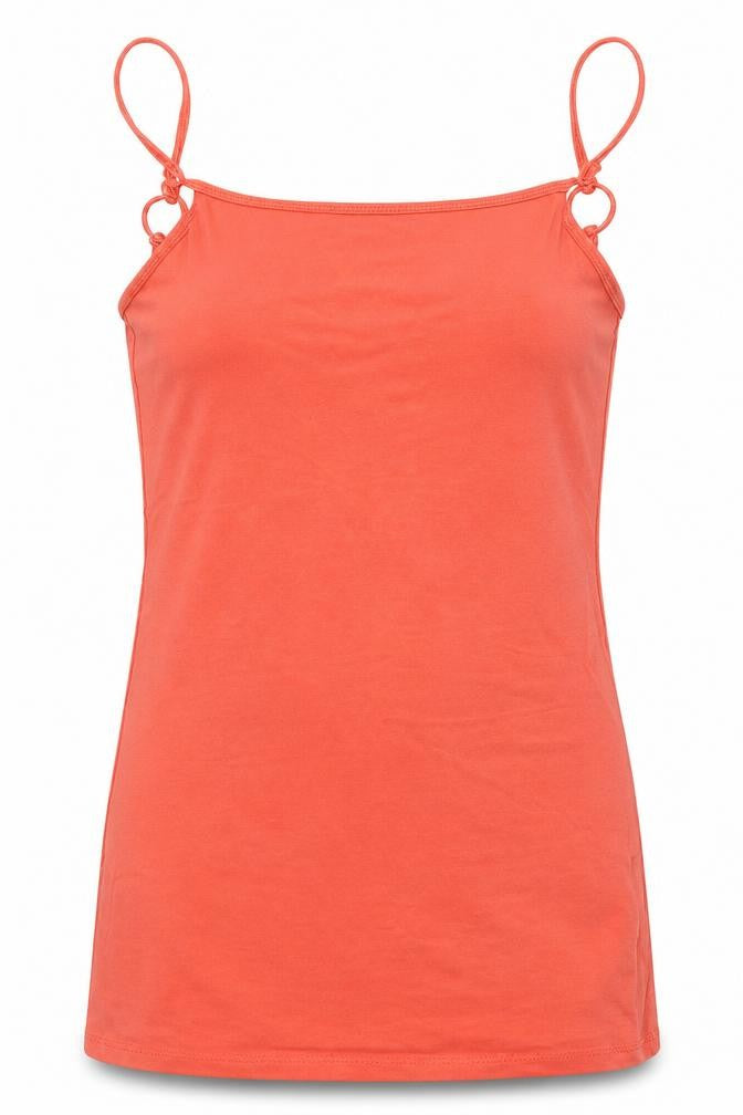 Front view of Atmosphere women’s orange basic tank, size UK 6