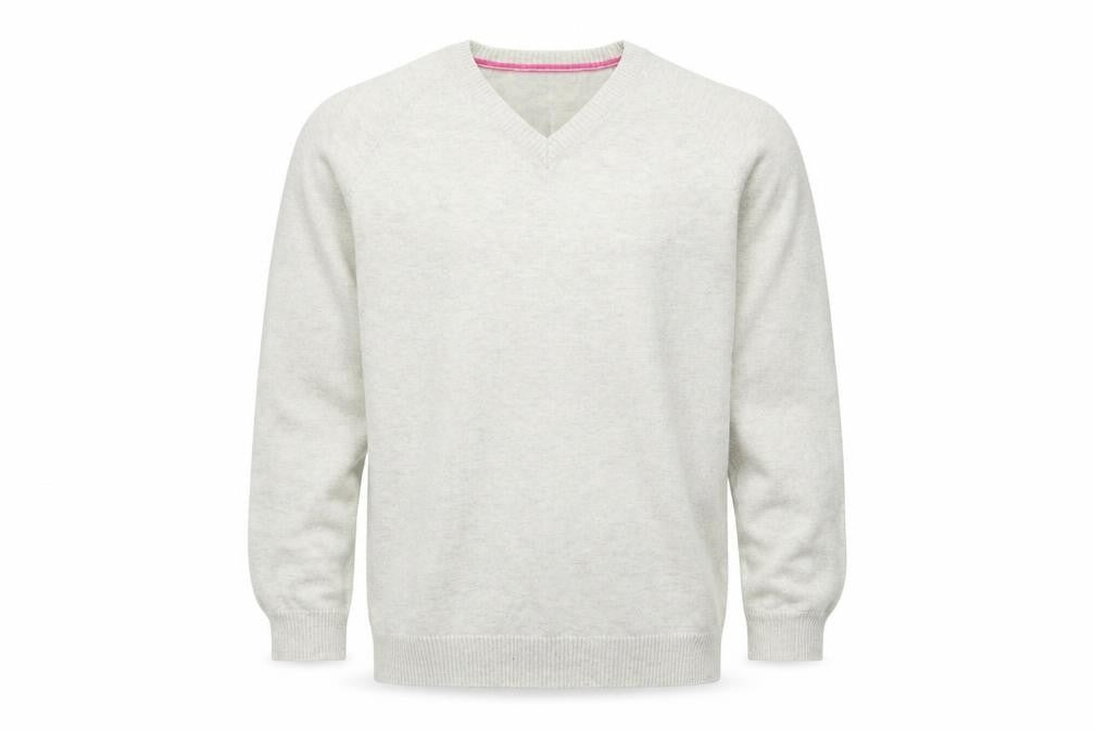 Front view of Cedarwood State men’s grey knit jumper, size M