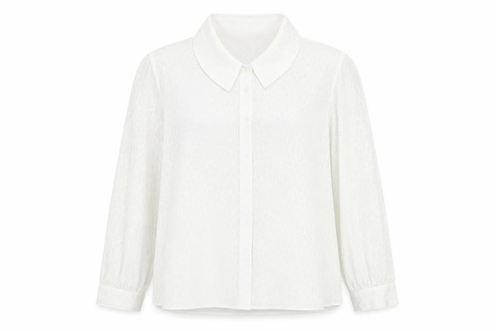Front view of Frank Walder women’s white basic button-up, size UK 42