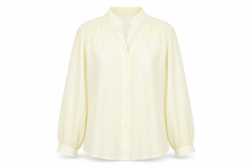 Front view of bellino women’s beige colourblock basic button-up, size UK 12