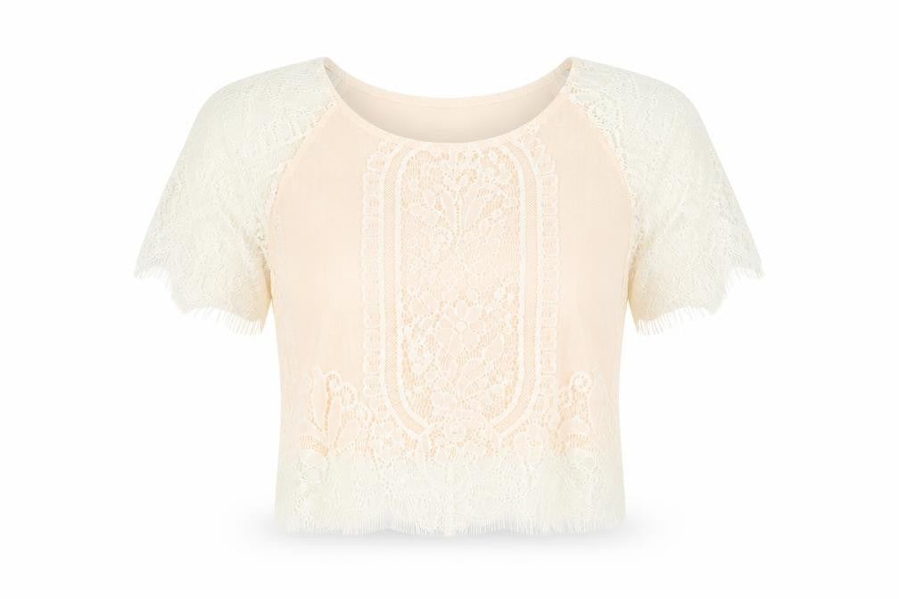 Front view of RAVI FAMOUSE women’s white geometric basic blouse, size UK 8