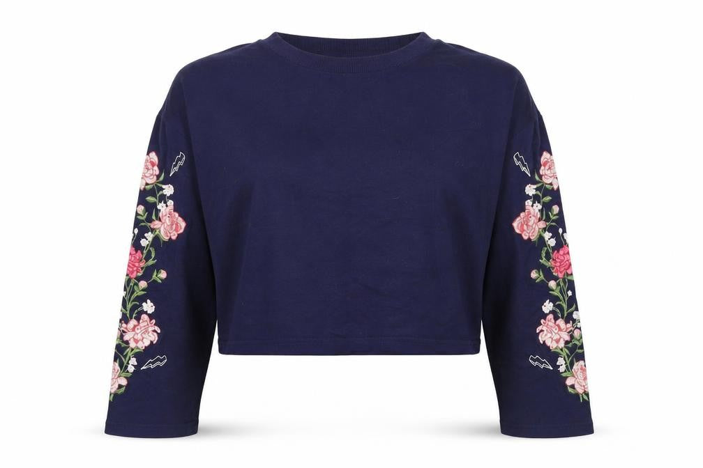 Front view of H&M women’s blue jumper, size S