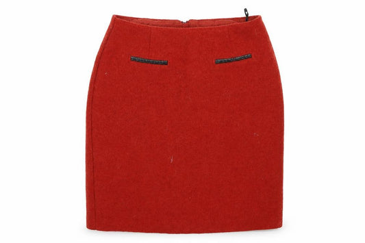 Front view of Marks & Spencer women’s orange bandage skirt, size UK 10