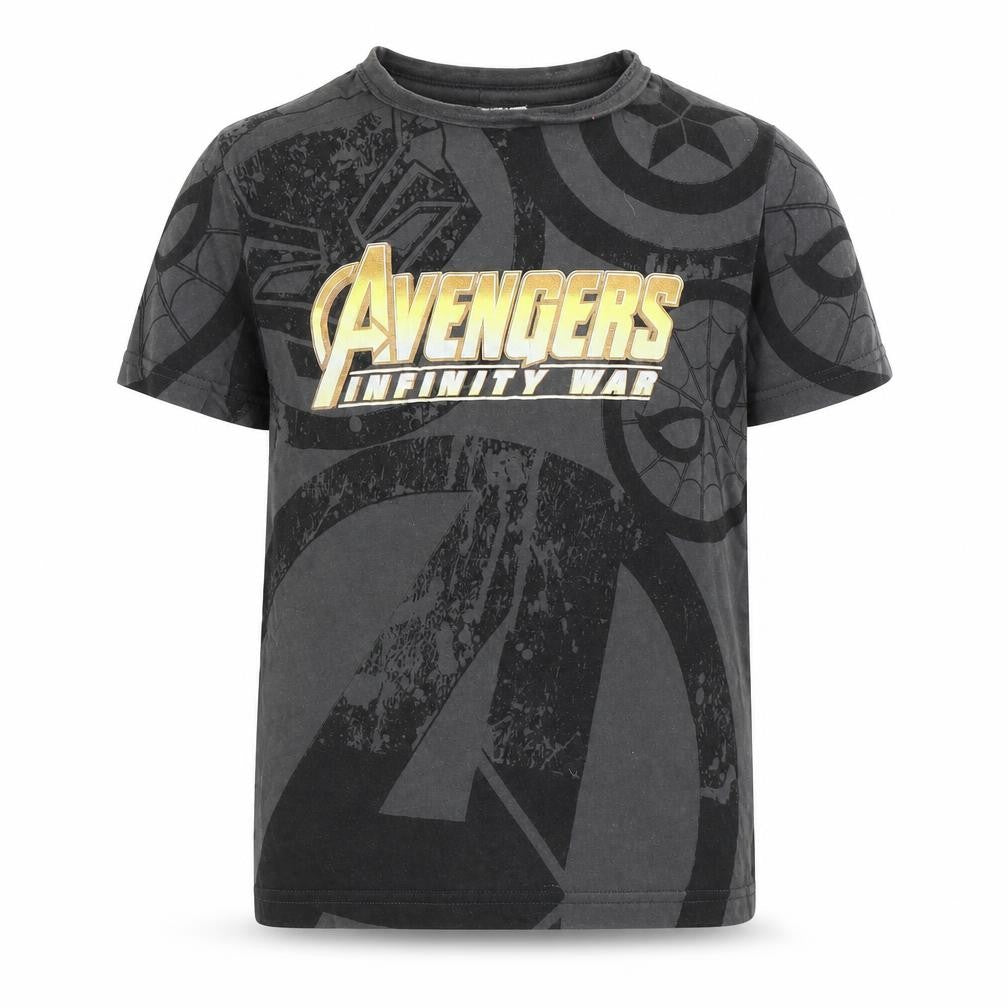 Front view of Next boys’ grey basic t-shirt, size 8, years - avengers infinity war