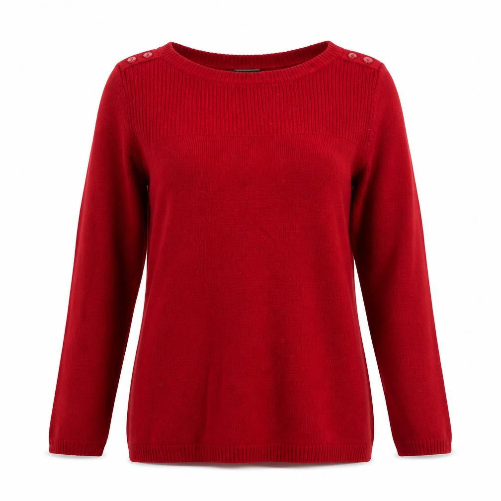 Front view of Original women’s red jumper, size UK 12