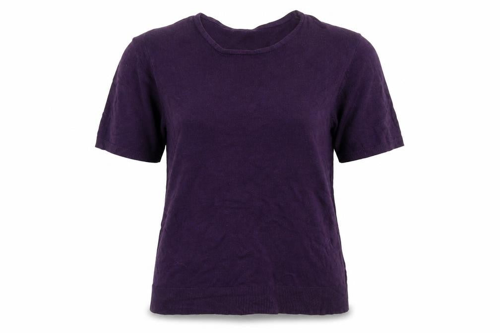 Front view of BHS women’s purple knit jumper, size UK 10