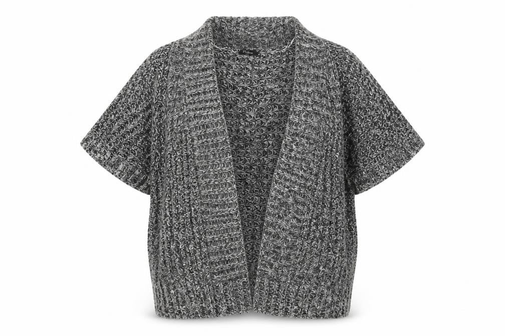 Front view of Bonmarché women’s grey wrap jumper, size M