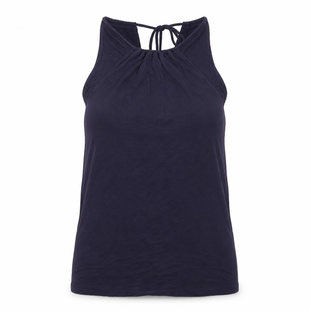 Front view of H&M women’s blue basic tank, size M