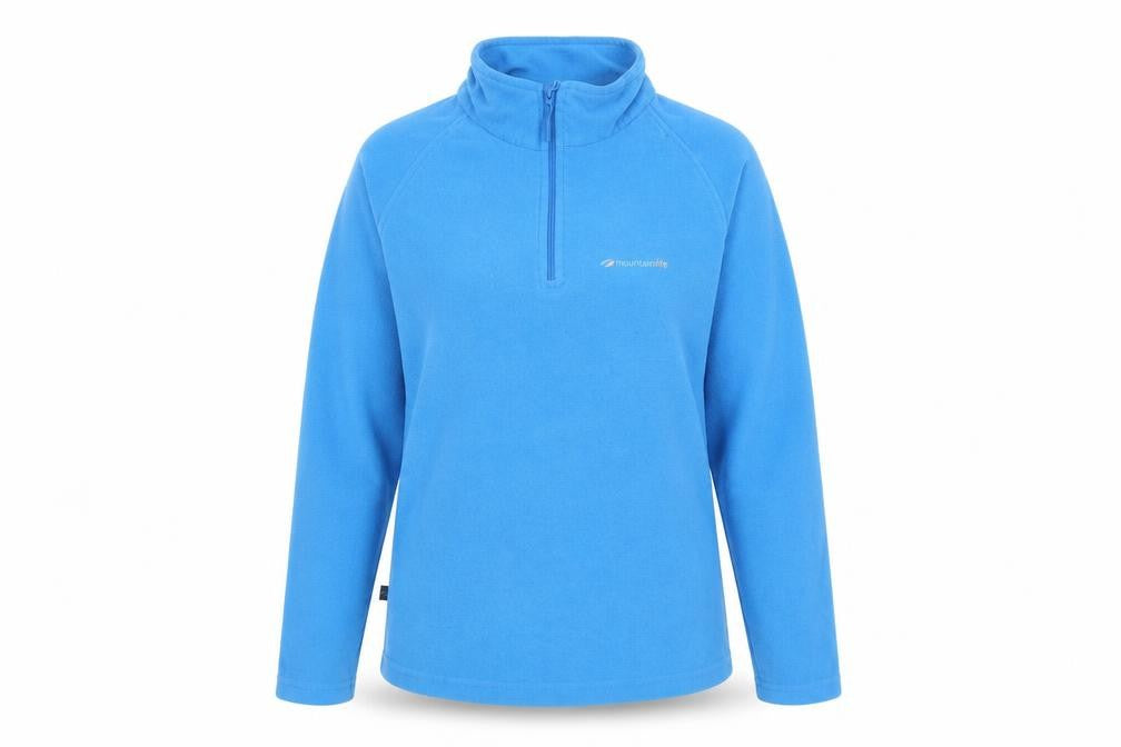 Front view of Mountain Life women’s blue jumper, size UK 12