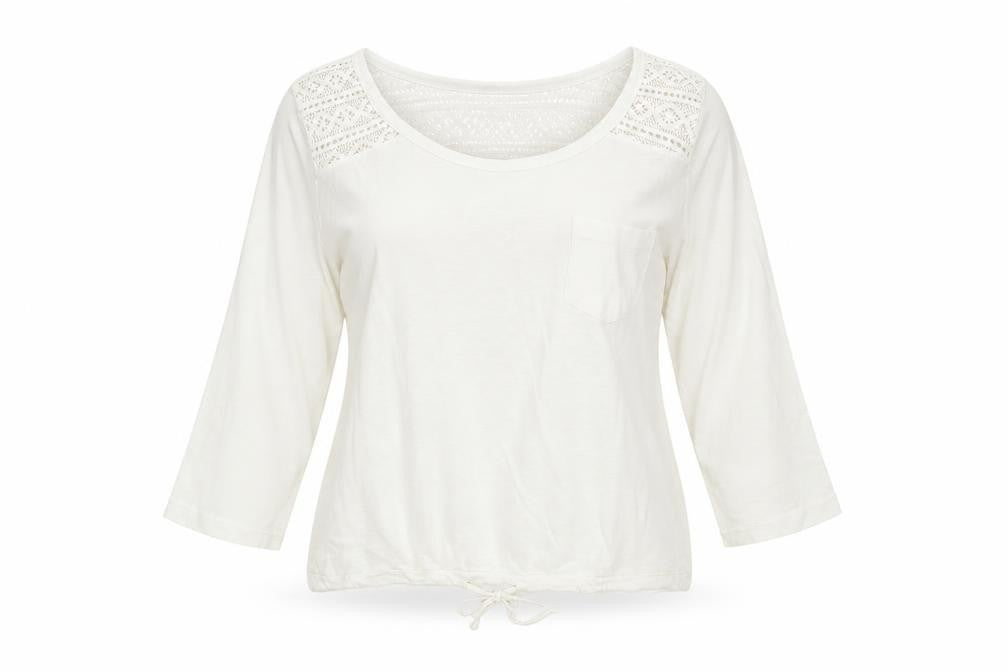 Front view of Colours of The World women’s white geometric basic blouse, size M