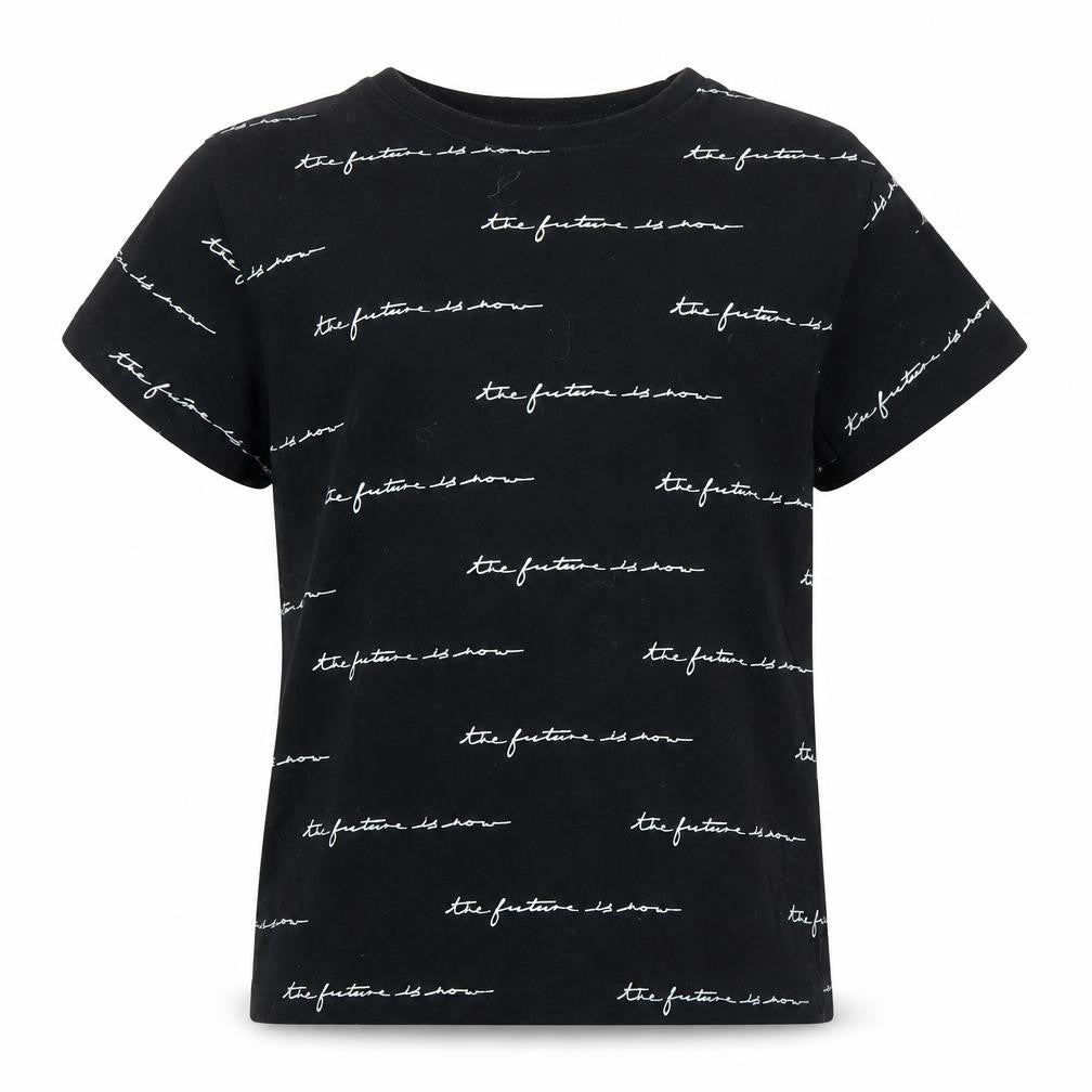 Front view of Primark girls’ black basic t-shirt, size 9, years