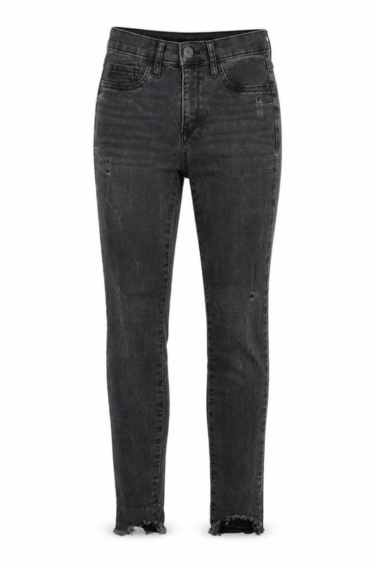 Front view of Gap women’s grey denim mom jeans, size UK 4, 28-inch leg