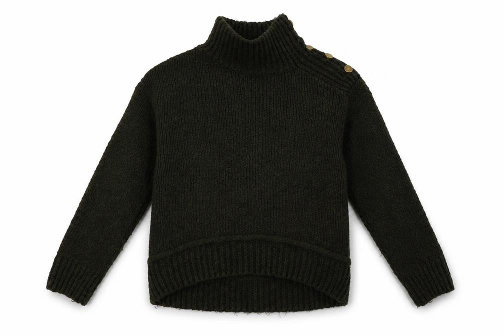 Front view of Topshop women’s green knit pullover sweatshirt, size M