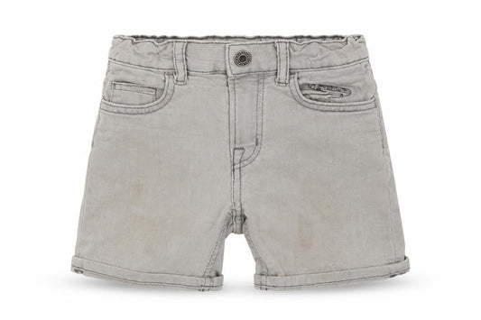 Front view of Primark girls’ grey denim sweat shorts, size 2-3, years
