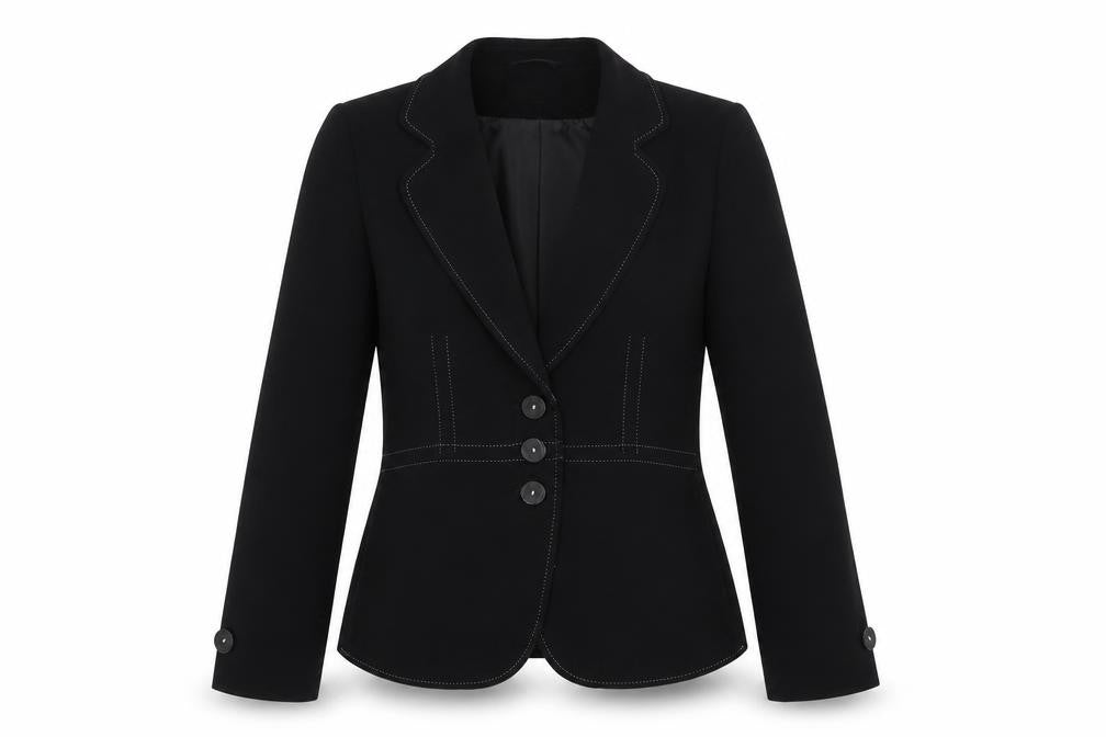 Front view of Marks & Spencer women’s black jacket blazer, size UK 10