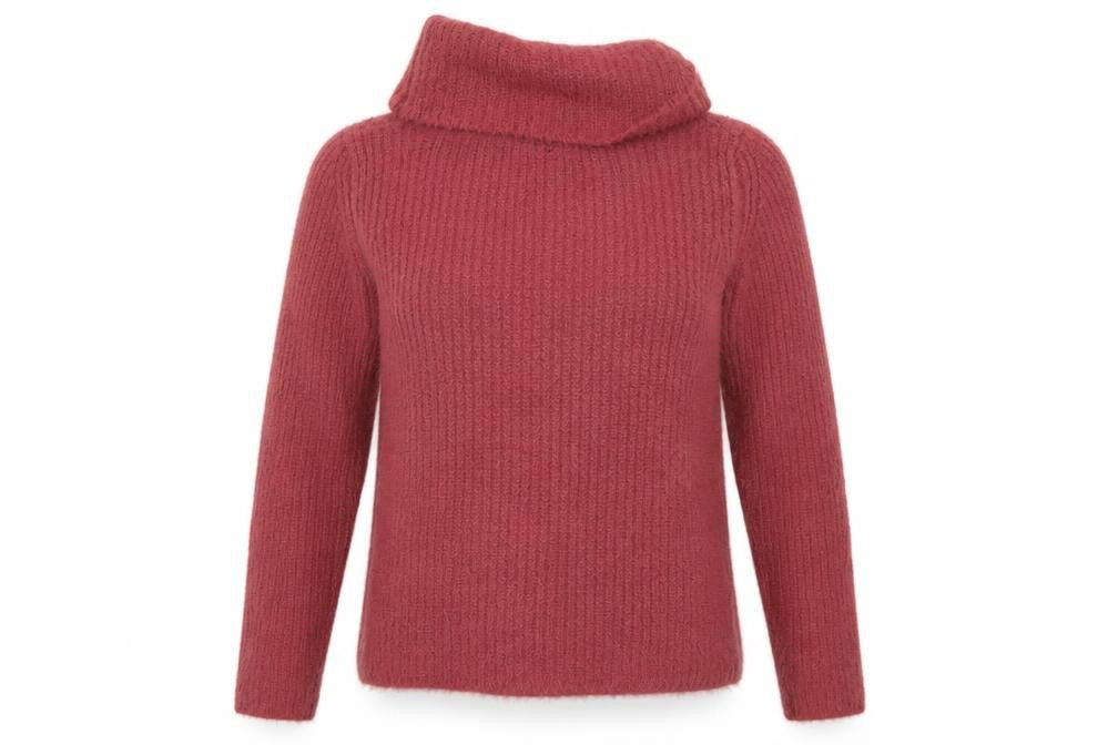 Front view of Primark women’s pink knit henley sweatshirt, size UK 4