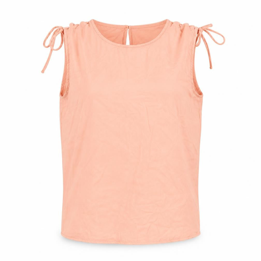 Front view of Peacocks women’s pink basic blouse, size UK 12