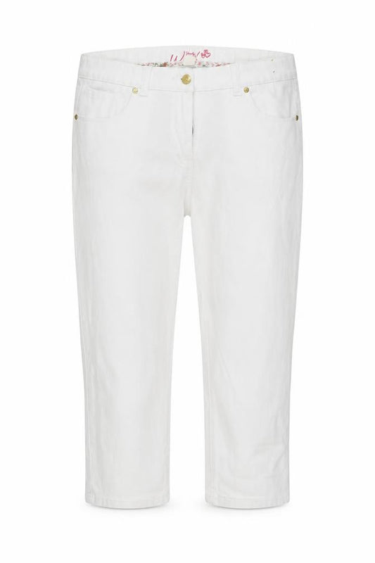 Front view of Simply Wow women’s white cropped jeans, size UK 34, in, 20-inch leg